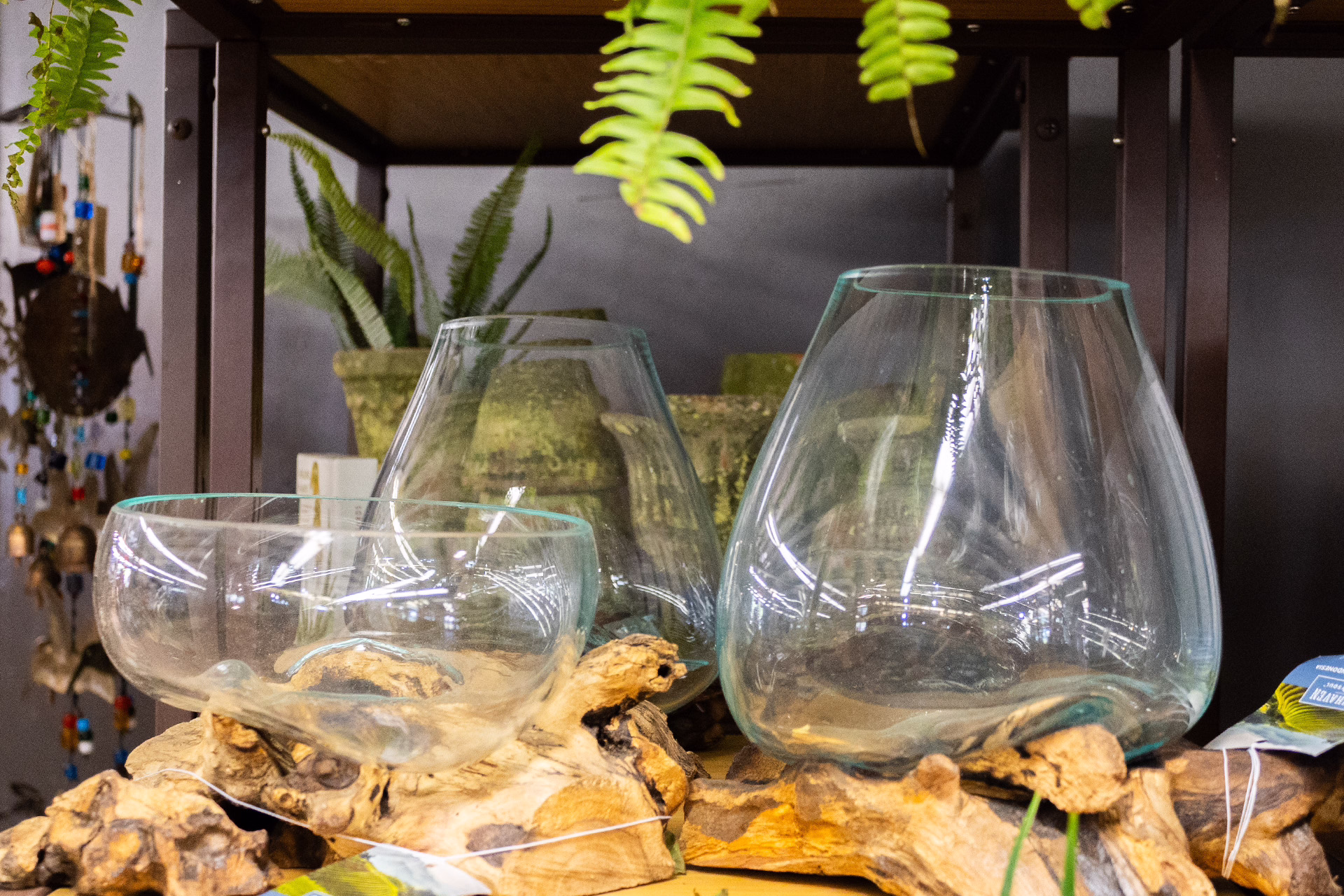 Glass bowls on wood 1920×1280
